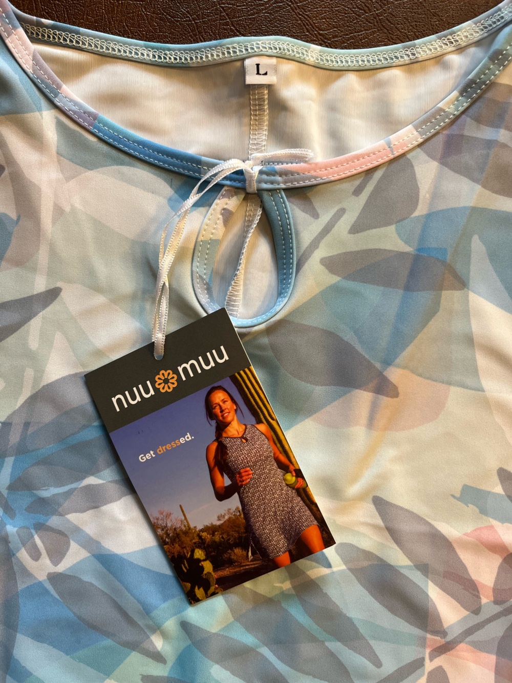 Nuu Muu Keyhole Dress Blue/Pink Leaf Print Sleeveless Women’s Size Large NWT - Picture 3 of 6
